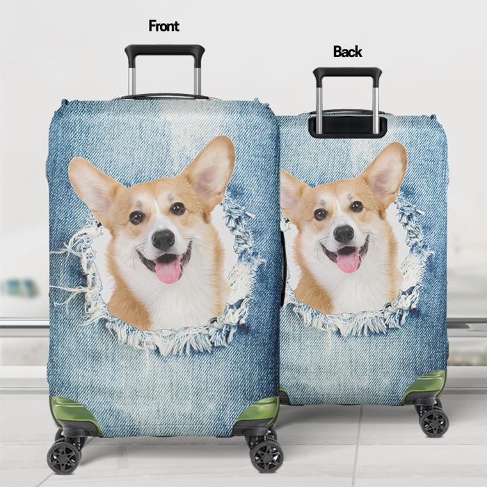 SALE Sarung Koper Custom Photo Dog Cat Jeans Luggage Cover Custom Bahan Aglatex Size 20-32inch