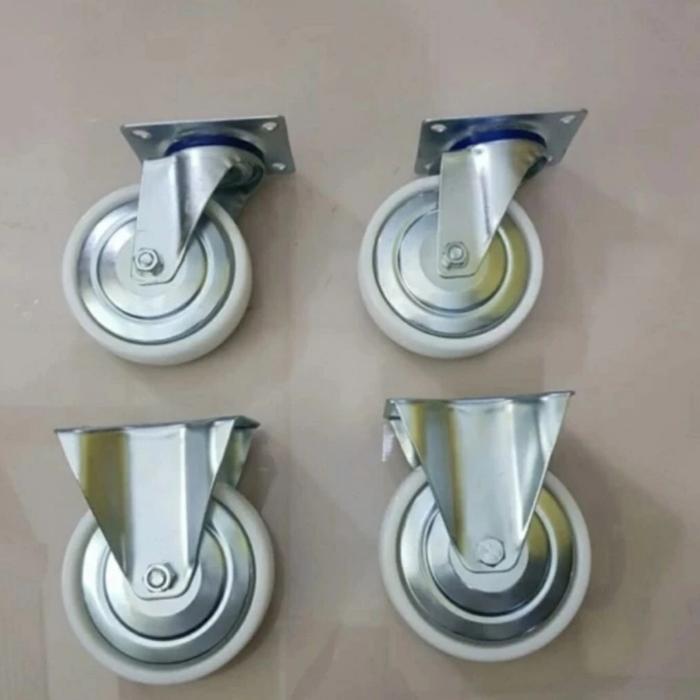 Roda Troli Nilon 6 inch (2 Hidup 2 Mati)