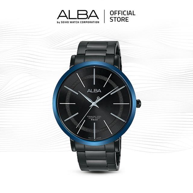 PROMO BESAR Alba Prestige Jam Tangan Pria AH8395 / AH8395X1 Quartz Black Dial Stainless Steel Strap