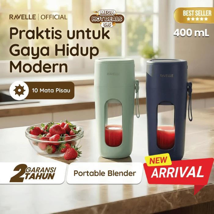 Lariss Maniss [New Product] Ravelle - Blender Portable Ravelle 400Ml 10 Mata Pisau Usb Juicer Mini