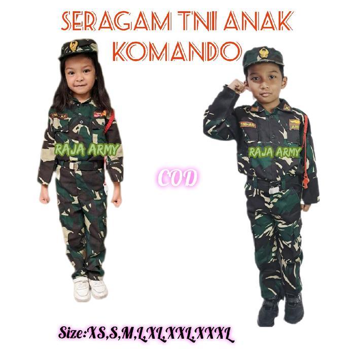 TERBARU SERAGAM TNI ANAK PAUD /TK/SD PAKE TOPI KOMANDO Fashion Baju ORIGINAL