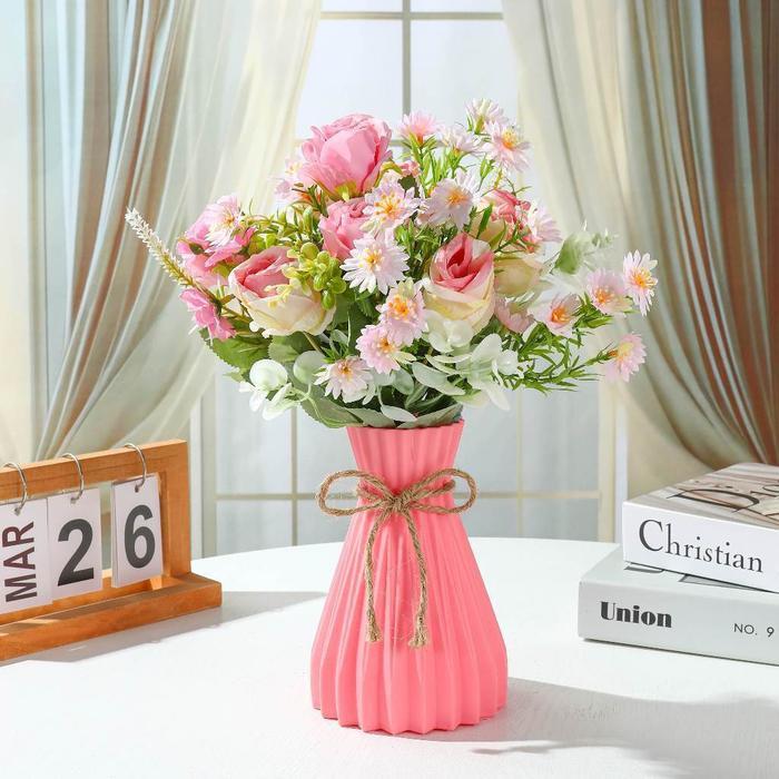 Set Vas Bunga Plastic Aesthetic Bunga Hias Plastik Bunga Hias Plastik bunga hiasan ruang tamu