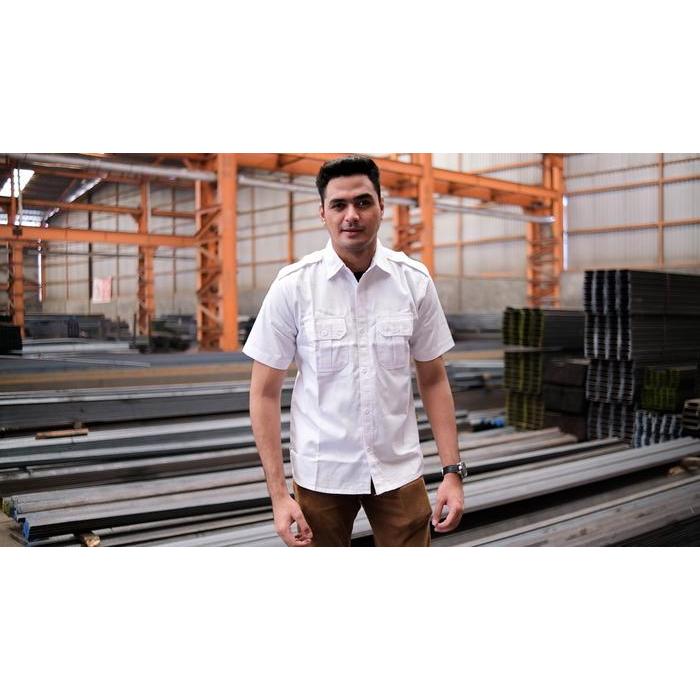 Seragam PDH PDL Kemeja Seragam PDH PDL Pria Lengan Pendek Formal Kerja Kantor - Putih XXL PDL PNS Fo