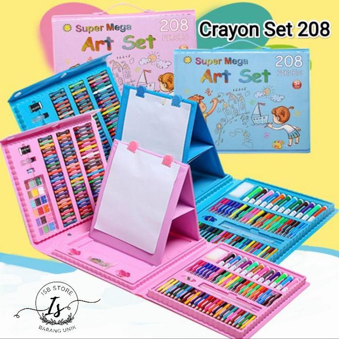 NEW - ART SET 208 PENSIL WARNA CRAYON SET 208PCS - CRAYON MEWARNAI - PENSIL