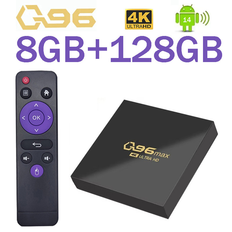 BARU q96 max Smart TV Box 4G WIFI Set-top Box 8GB 128GB Android 14.0 Media Player Allwinner H313 Qua