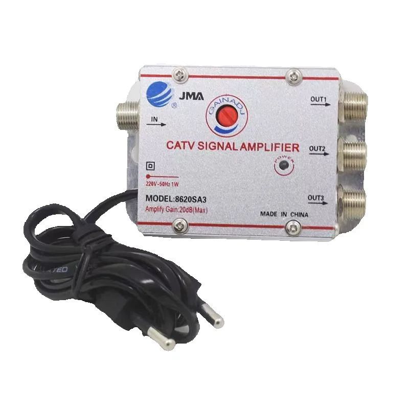 3 Way Cable TV Splitter Amplifier 8620SA3 20dB Digital TV Antenna  Home Tv Equipments