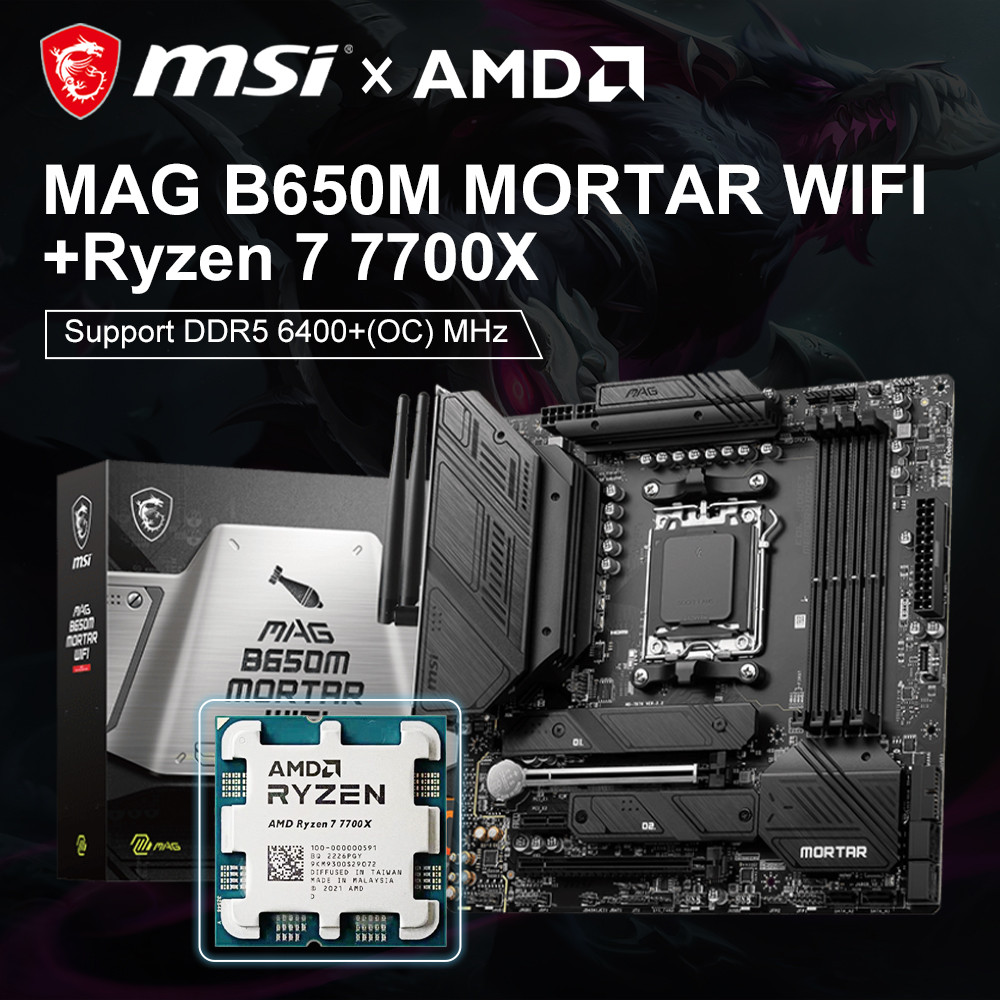 . Msi Mag B650M Mortar Wifi Motherboard+Amd Ryzen 7 7700X Ddr5 -