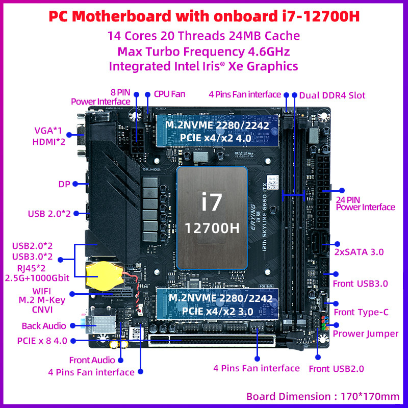 . Erying M-Itx Diy Desktops Motherboard Set With Onboard Cpu Core -
