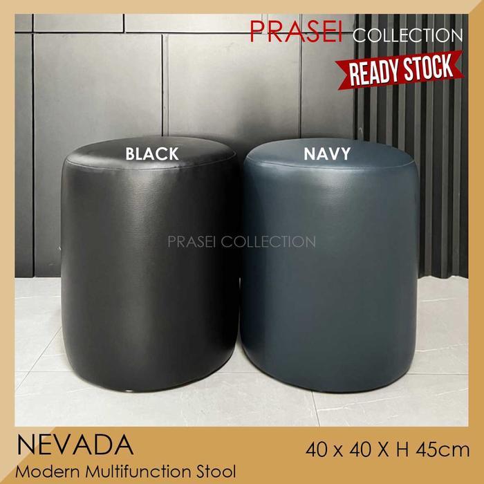 Nevada - Kursi Bulat Kulit Premium Serbaguna Diameter 40 Cm, Sofa Stool Empuk, Mudah Dibersihkan