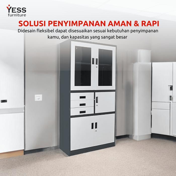 ` ACERO AA-343SW - Lemari Arsip Kombinasi Kaca Swing + Brangkas Lemari Penyimpanan Besi Lemari File