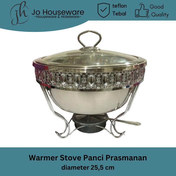 Warmer Stove Panci Prasmanan stainless + Tutup Kaca super tebal