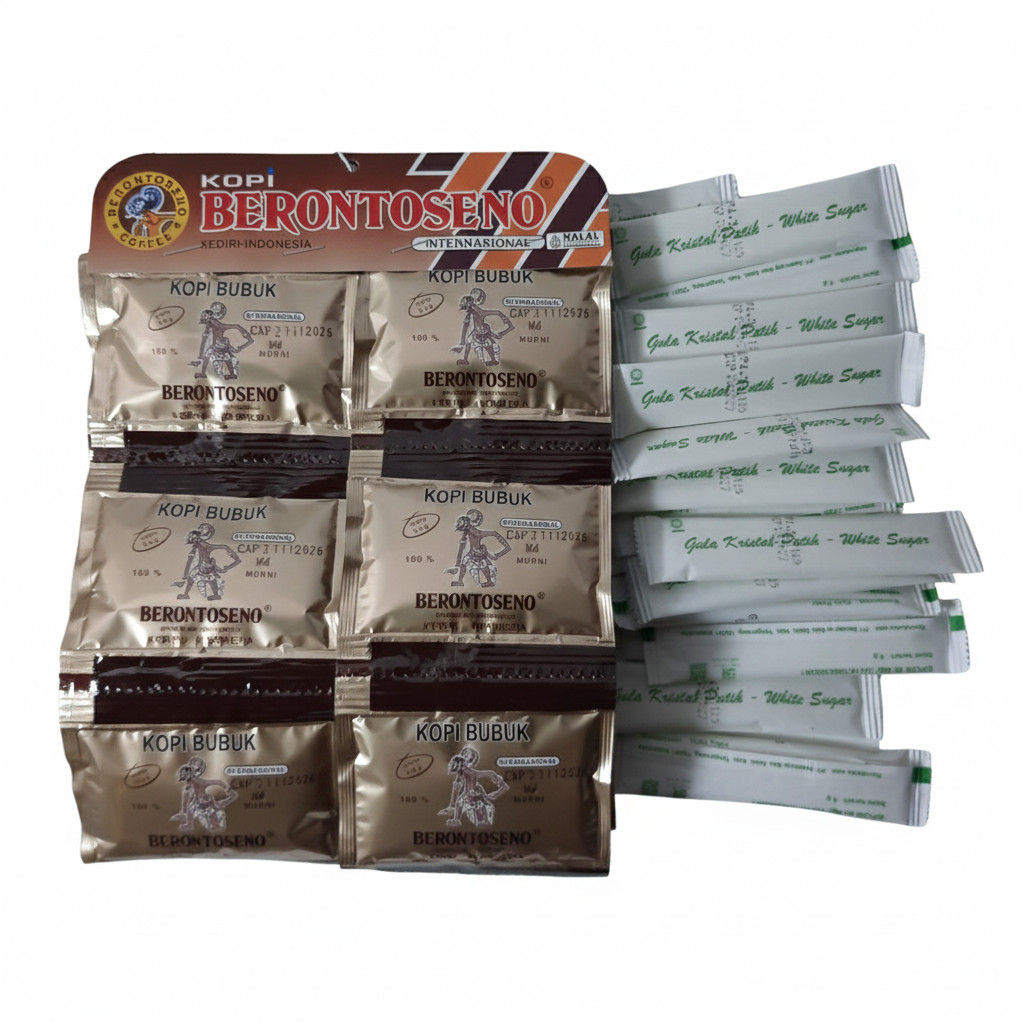 Kopi Hitam Berontoseno dan Gula Sachet Pisah isi 20 sachet