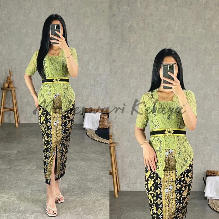 Kebaya Bali Set Brukat Bianca Sage green