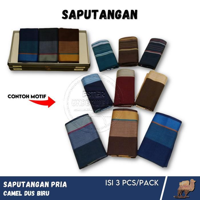 Saputangan Pria Camel Biru Halus isi 3Pcs
