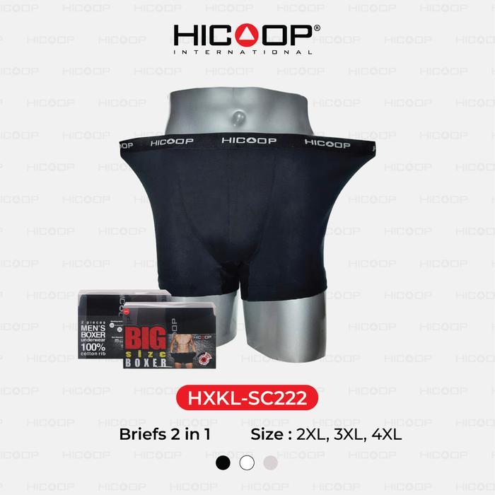 Hicoop - Big Size Underwear Boxer - Celana Dalam Boxer Pria Big Size - Abu/Hitam - Isi 2 Pcs -