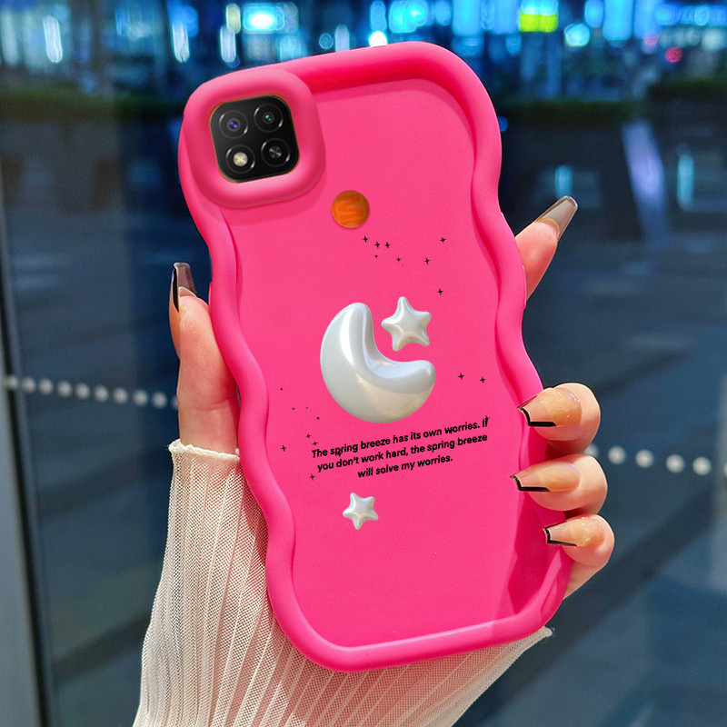 Casing Hp Untuk Xiaomi Redmi 9C NFC 10A POCO C3 C31 Case Silver stars and moon Cesing Polos Kasing M