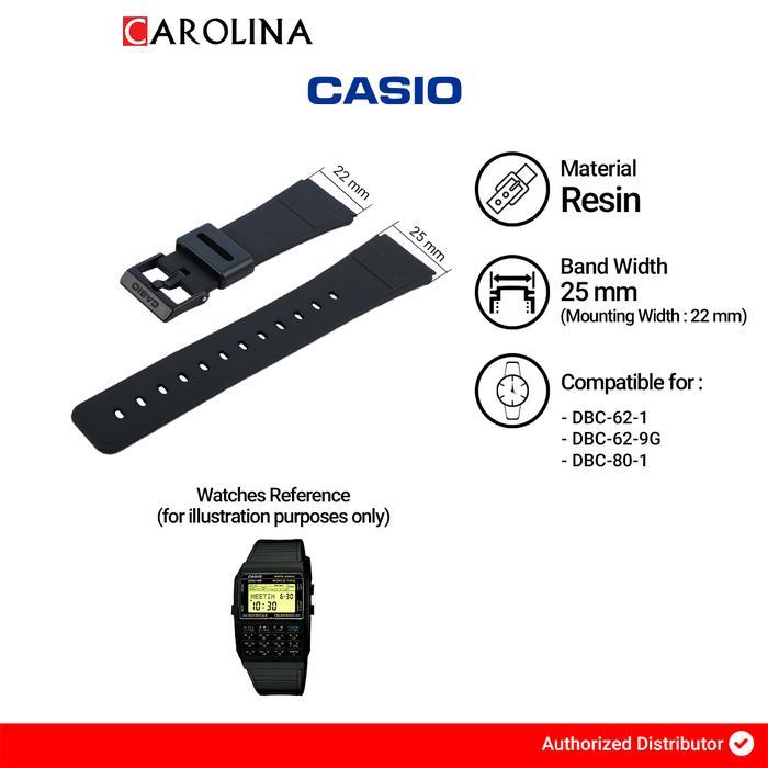 PROMO BESAR Tali Strap Casio DBC-62 / DBC-80 25mm Black Resin 70378364