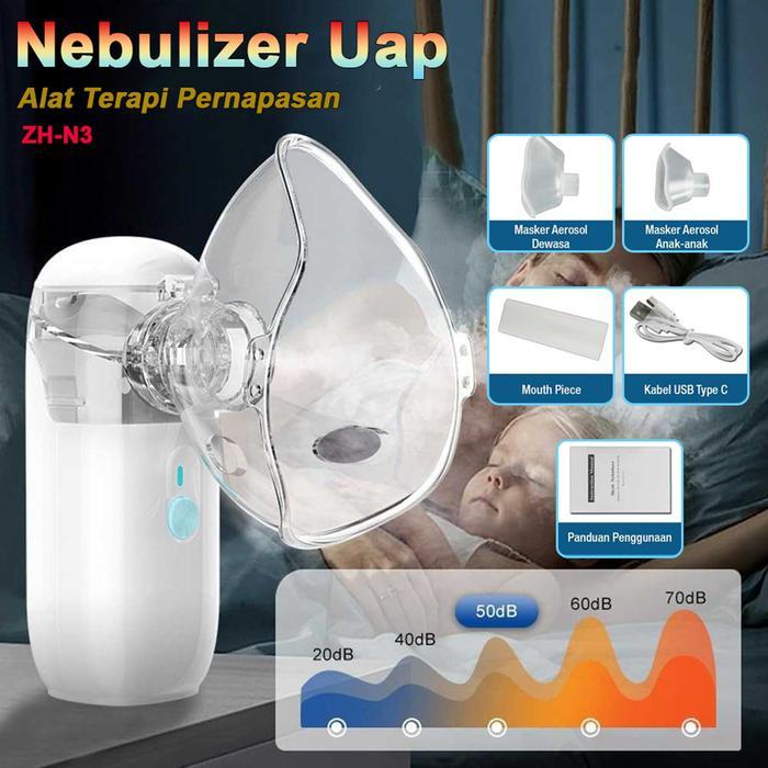 Ready Nebulizer Uap ZH-N3 Alat Nebu Portable Inhaler Uap Obat Terapi Pernapasan Asma untuk Anak dan