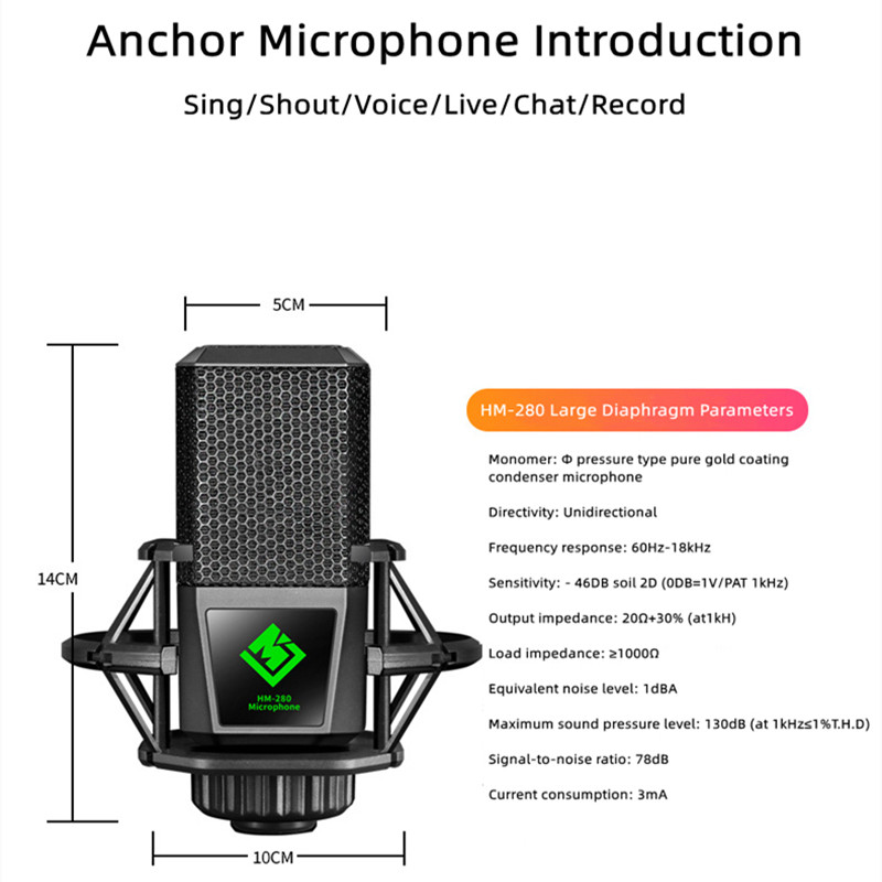 . 3.5Mm Microphone Condenser Recording Microphone V8 Live Sound Card Se -