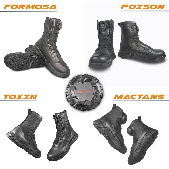 Sepatu PDL Tactical Tali Putar Pria Taring Merk Milestone Standart Jatah TNI POLRI KEMHAN Boots