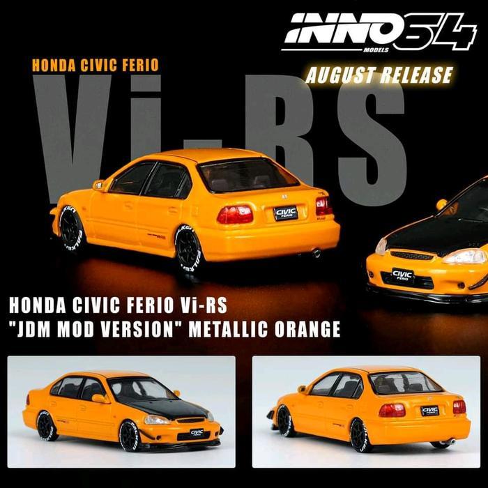 1/64 INNO64 Honda Civic Ferio Vi-RS Metallic Orange Diecast JDM Mod