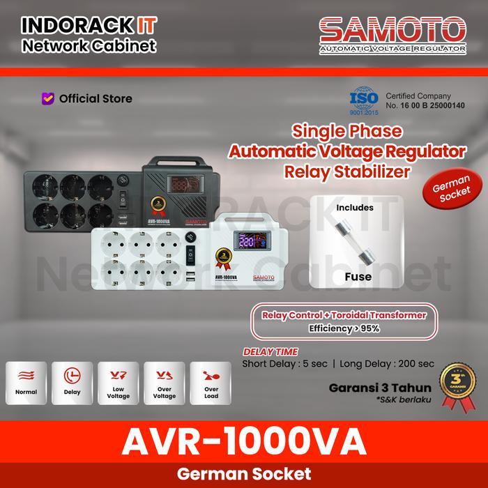 ` SAMOTO Stabilizer Relay 1000VA GERMANY Socket Colokan Stop Kontak AVR Stabiliser Relay Controlled