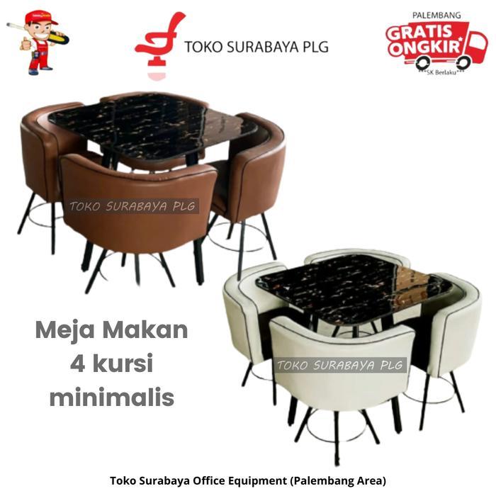 Meja Cafe Kursi Cafe Meja Makan Kaca Minimalis 4 kursi Dinner Table