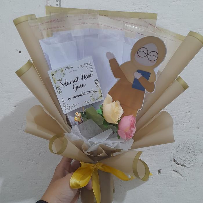 Lyra_Onlineshop25 Buket Hadiah Hari Guru Buket Hari Guru Dan Wadah Uang Kosong Buket Topper Guru