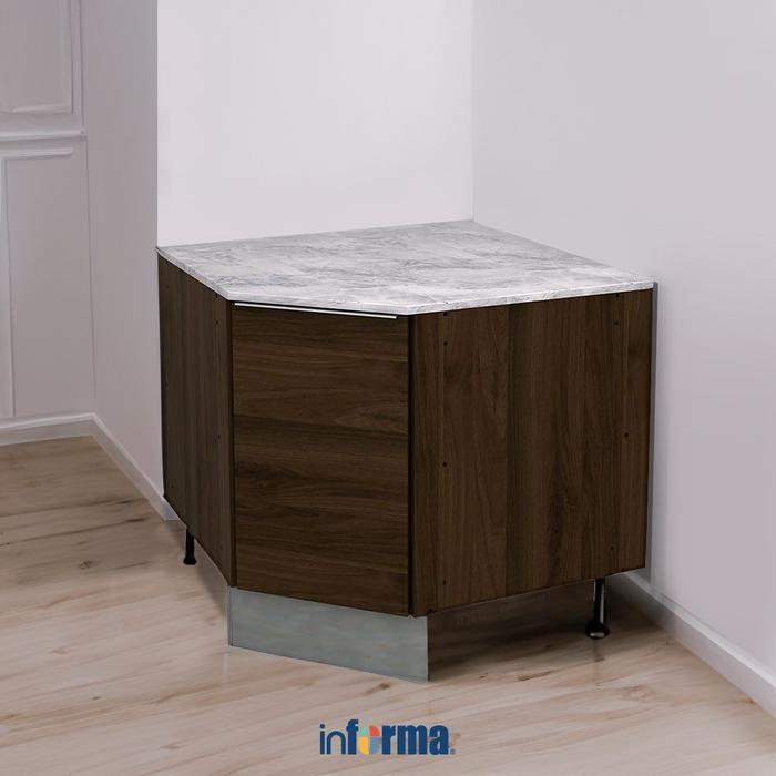 ` Informa Prescoot Kabinet Sudut Bawah Dapur - Cokelat Walnut Lemari Dapur Unit Bawah Penyimpanan