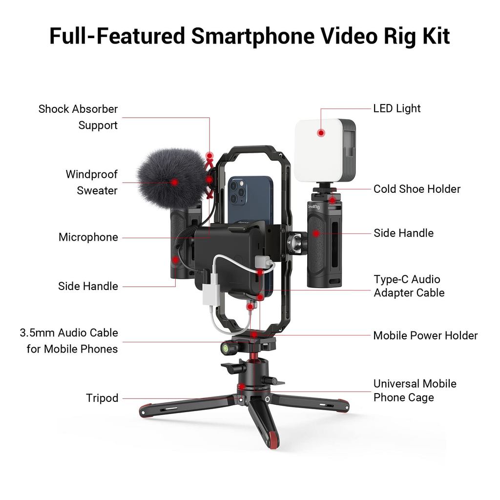 . Smallrig Universal Phone Vlog Tripod Video Rig Kit For Iphone 13 12 -