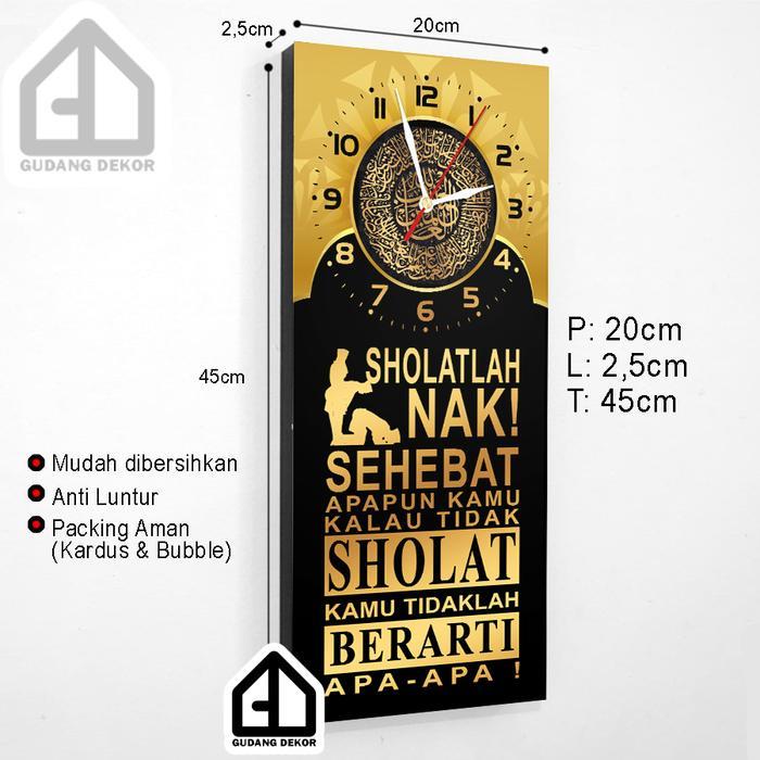 Dinding Islami Sholatlah Jam Dinding Dekorasi Kaligrafi Alfatihah dengan Pesan Sholat, Hiasan Ruang 