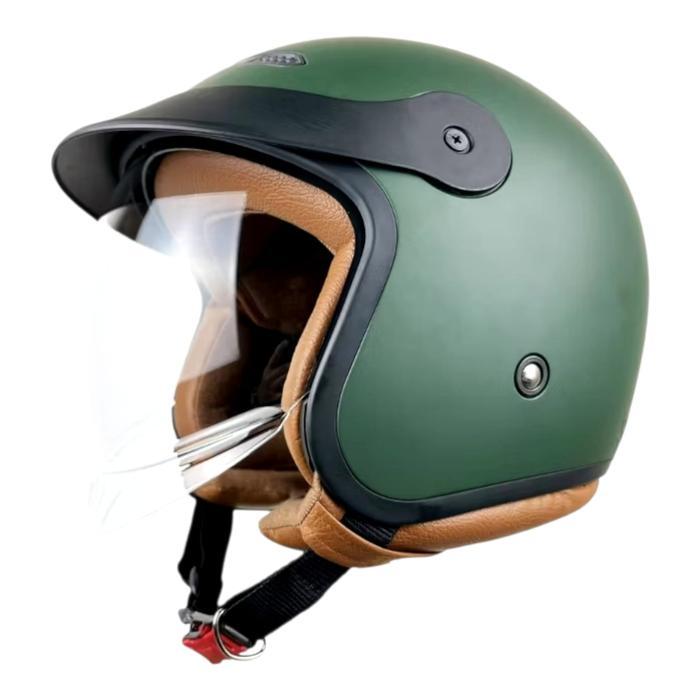 Helm Alv Nemo hijau army dop Magnum Original Helm Bogo Helm Retro Pria Wanita Terbaru