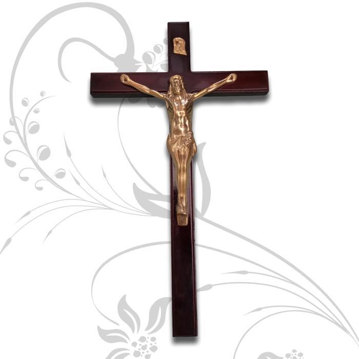 Jual Salib Dinding Kayu Jati 40 cm/Salib Katolik/Hiasan Salib Dinding Katolik/Salib Gantung Rosario