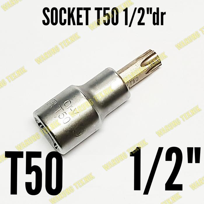 KUNCI SOK BINTANG DRIVE 1/2" PANJANG 55 MM - TORX BIT SOCKET 1/2" DR L55 T30 T40 T50 T55