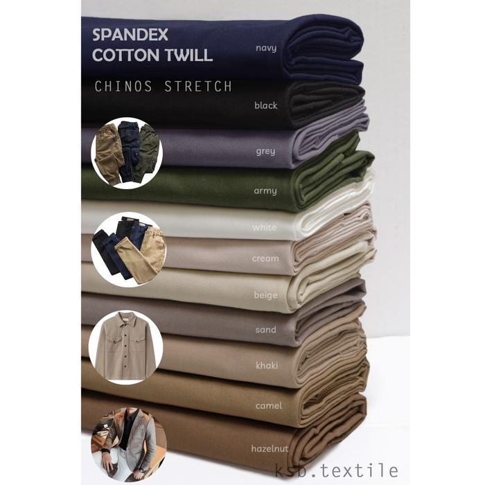 Kain Chino Stretch Cotton Twill Sueding / Bahan Celana Eceran Meteran