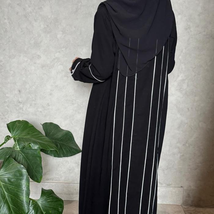 Zayra Abaya Gasyatri Busui Saudi Turkey Outer Bahan Full Jetblack Hitam Kombinasi List Kancing Full