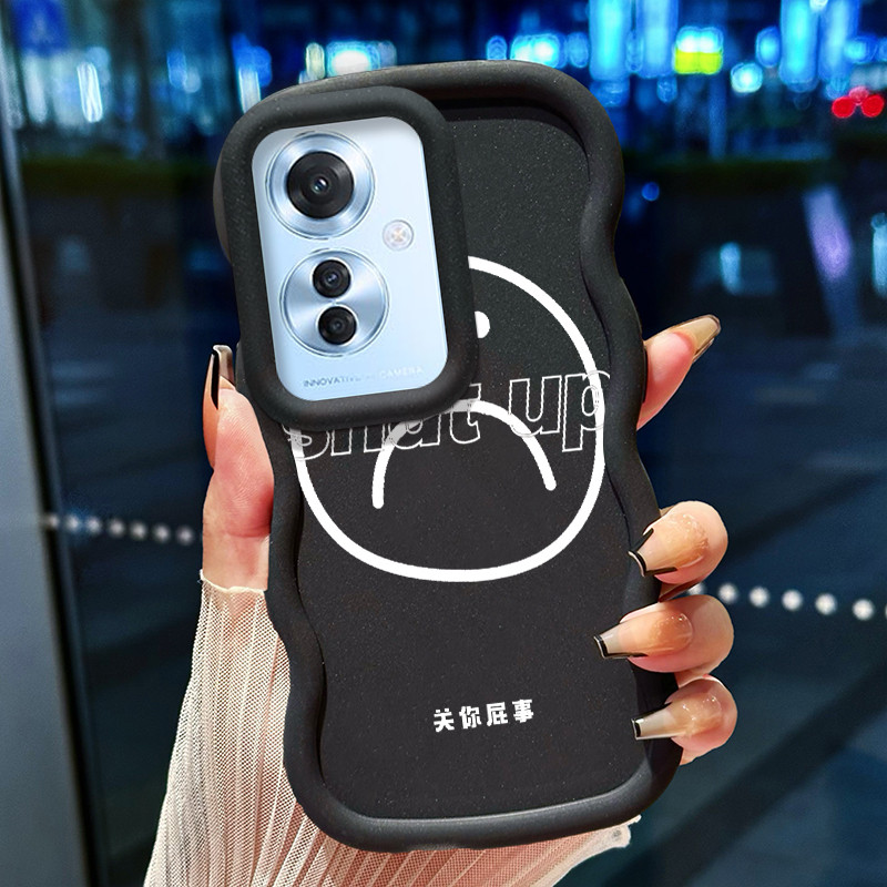 Casing Hp Untuk OPPO Reno 11F 5G Case Emoji sedih Cesing Polos Kasing Macaron gelombang Kesing Silik