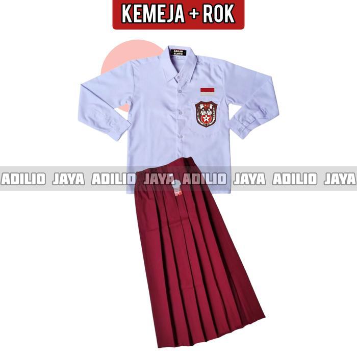 SETELAN SERAGAM SD ANAK PEREMPUAN BAJU PUTIH SD PANJANG ROK MERAH PANJANG