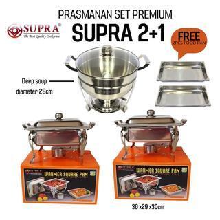 Prasmanan set premium SUPRA 2+1 Free Food pan 2Pcs