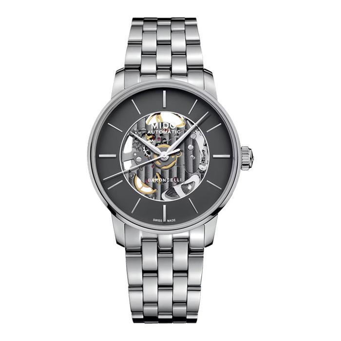 PROMO BESAR Jam Tangan Pria MIDO BaroncelliM037.436.11.061.00 Signature Skeleton Anthracite Dial