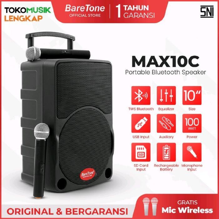 Baretone Speaker Portable MAX10C Speaker Bluetooth 10inch Speaker Baretone MAX 10C