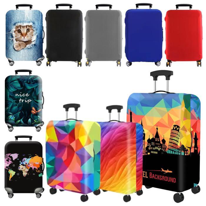 Cover Sarung Koper Travel Motif Polos Suitcase Size 18 20 22 24 26 28 30 32 inch *