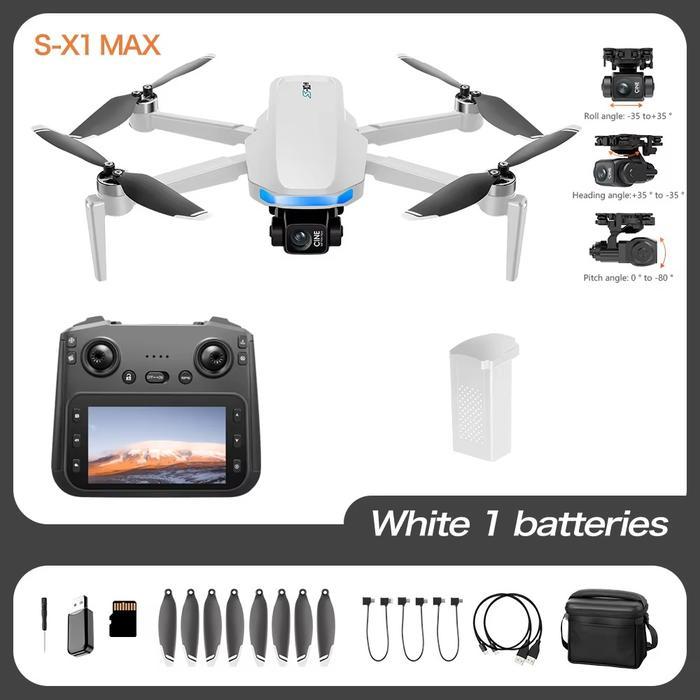SX1 GPS Drone 3-Axis Gimbal EIS Kamera 5G WIFI | Drone dengan Layar Remote LCD 5.9” - S-X1 Putih 1 B