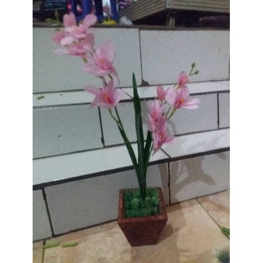 Ada Stok anggrek mini/bunga plastik