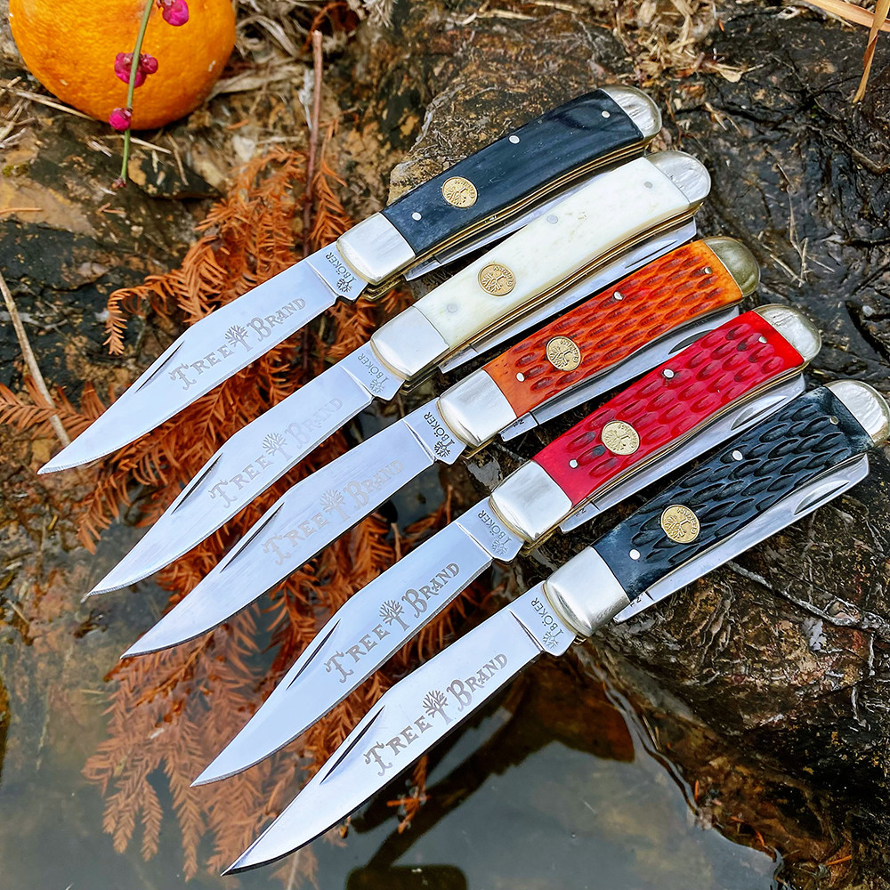 Watchman Trapper Knives Pocket Double Blades Slip Joint Folding Knife Classic Bone Grips Mirror