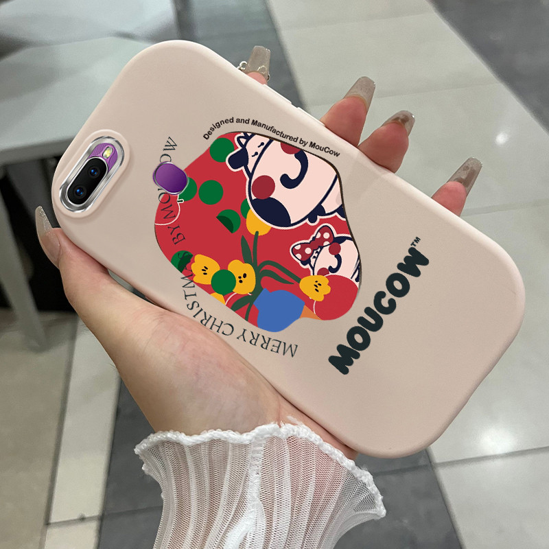 Casing Hp Untuk OPPO F9 F9 Pro A7x Realme 2 Pro U1 Case sapi perah dan bunga Kasing silikon Cesing M