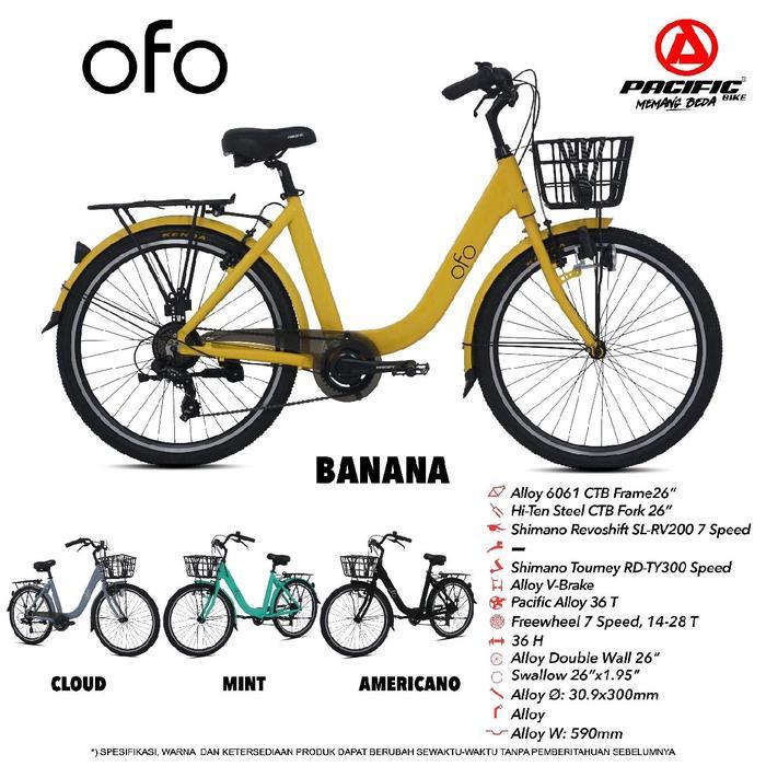 SEPEDA 26 INCH CTB PACIFIC OFO BANANA (KUNING) SEPEDA KERANJANG