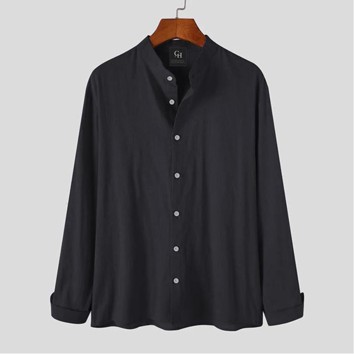 Baju Koko Pria Dewasa Lengan Panjang Putih Kemeja Muslim Pria Casual Polos Bahan Cotton Tebal