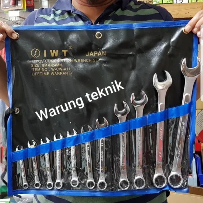 KUNCI RING PAS SET - COMBINATION WRENCH SET 11 PCS 8-24MM IWT