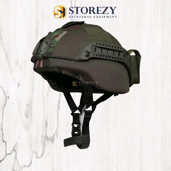 Helm Tactical Mich 2000 Full Cover Hijau Loreng Premium
